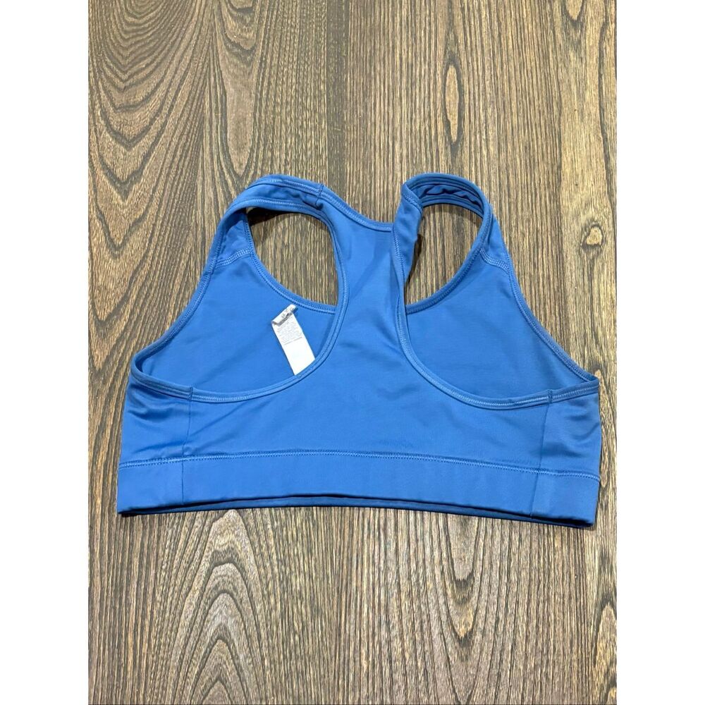 Nike Womens Dri-Fit Racer Back Sports Bra Swoosh Pullover Stretch Blue Size M - Picture 3 of 5